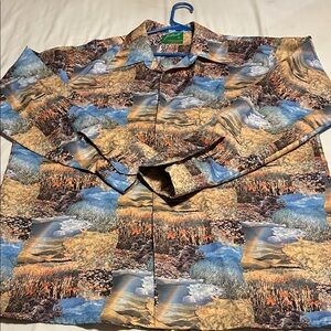 JOE NAMATH For ARROW Long Sleeve Shirt XL Multicolor All-over VTG 70s Nature